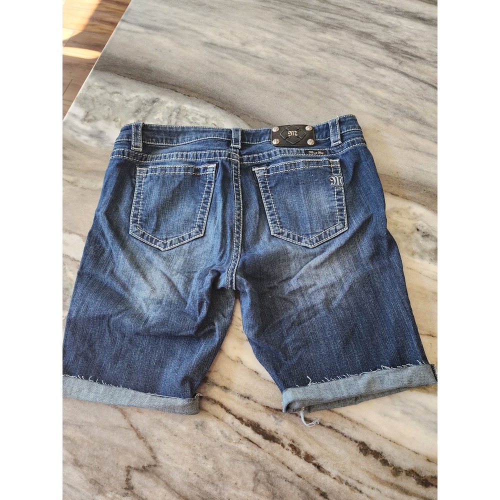 Miss Me Cut Off Bermuda Denim Shorts Blue Size 32 Thick Stitch